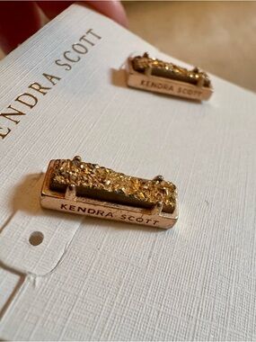 Kendra Scott Gold Glitter Druzy Bar Stud Earrings